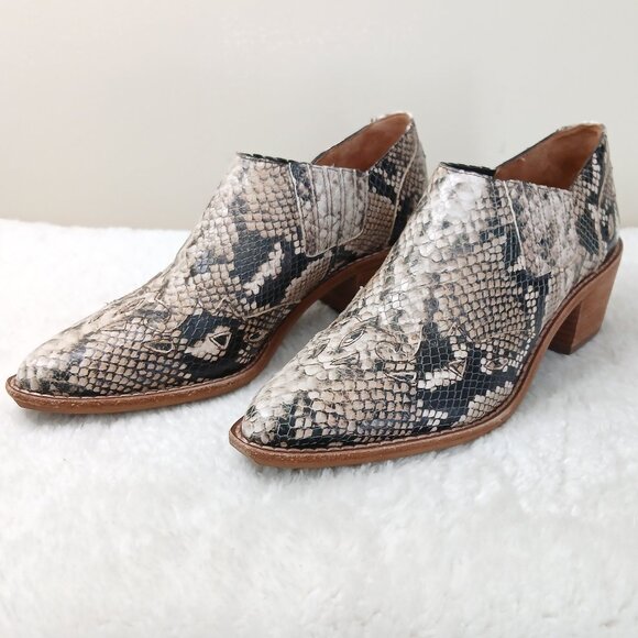Madewell The Cline Western Bootie in Snake Embossed Leather Size 7.5 - Picture 3 of 11